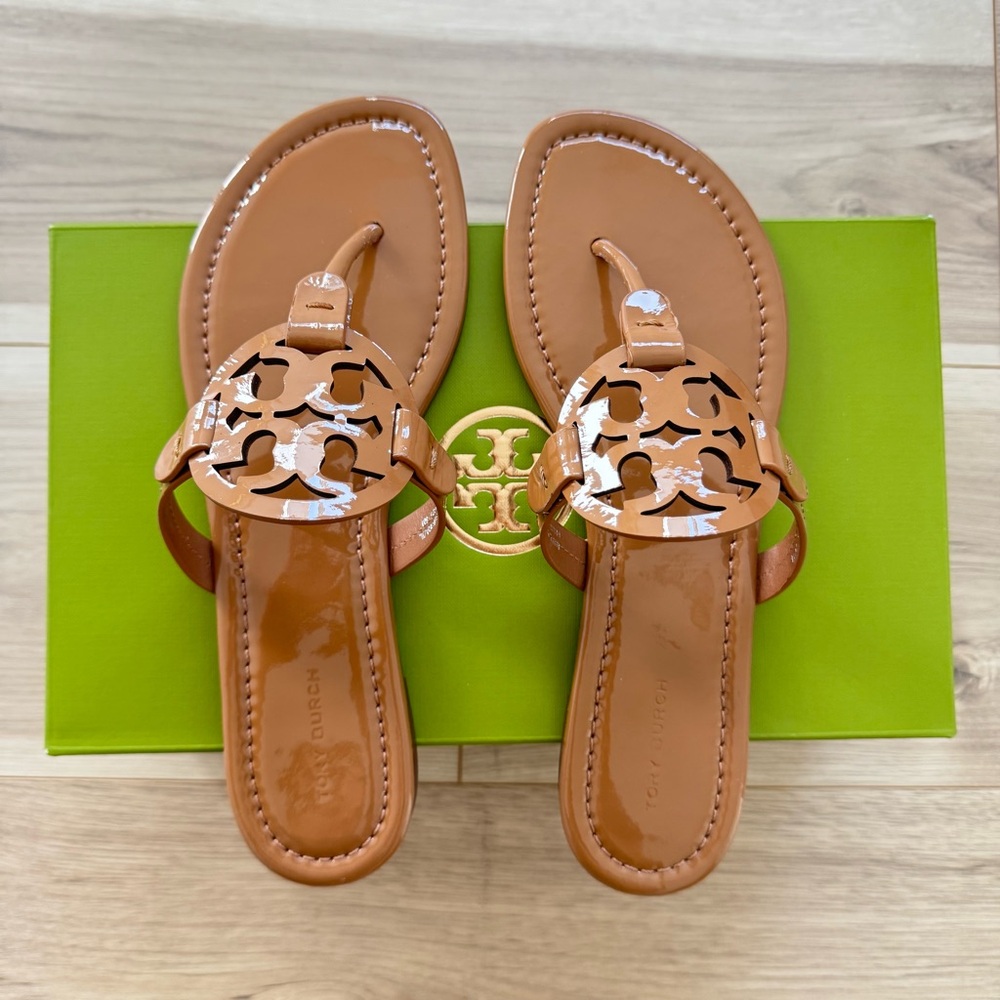 ☀️NEW☀️Tory Burch Miller Sandals Tan 8 - Picture 9 of 12